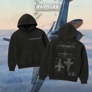 [WARBORN] F-16 Fighting Falcon Night Strike Zip Hoodie, Men's Tactical Graphic Tees, Military Streetwear, DTG Print Menswear