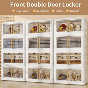 【Clearance】KHNR 3/4/5 Pack StackablStorage Bins with Lids, Plastic White Closet Organizers&Storage Drawer,Folding Storage Boxes with Wheels,Dual Open Collapsible Storage Boxes for living Room,Dorm,Office,Kitchen