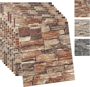 10PSC 3D Wall Panels Peel and Stick Faux Brick Wall Panels Self-Adhesive 3D Brick Wallpaper  Stone Wall Panel