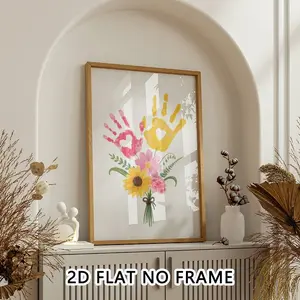 2D Plain Unframed Canvas Print Hand-Printed Bouquet Decorative Art, Home Decoration for Living Room Bedroom Dining Room Office