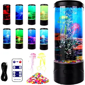 Bubble Jellyfish Lamp,8 Color Changing LED Jellyfish Night Light,Aquarium  Table Mood Lamps for Adults   Office Decor Gifts (Bubble Jellyfish lamp)