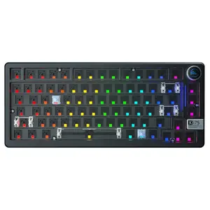 Ki75 Customized Mechanical Gaming Wireless Keyboard Kit, Aluminum Barebones Keyboard Base, 75% Layout Gasket Hot Swappable Custom Keyboard RGB Backlit with Knob, Tri-Mode BT5.0/2.4GHz/USB-C for PC Office Gaming Accessory dealsforyoudays