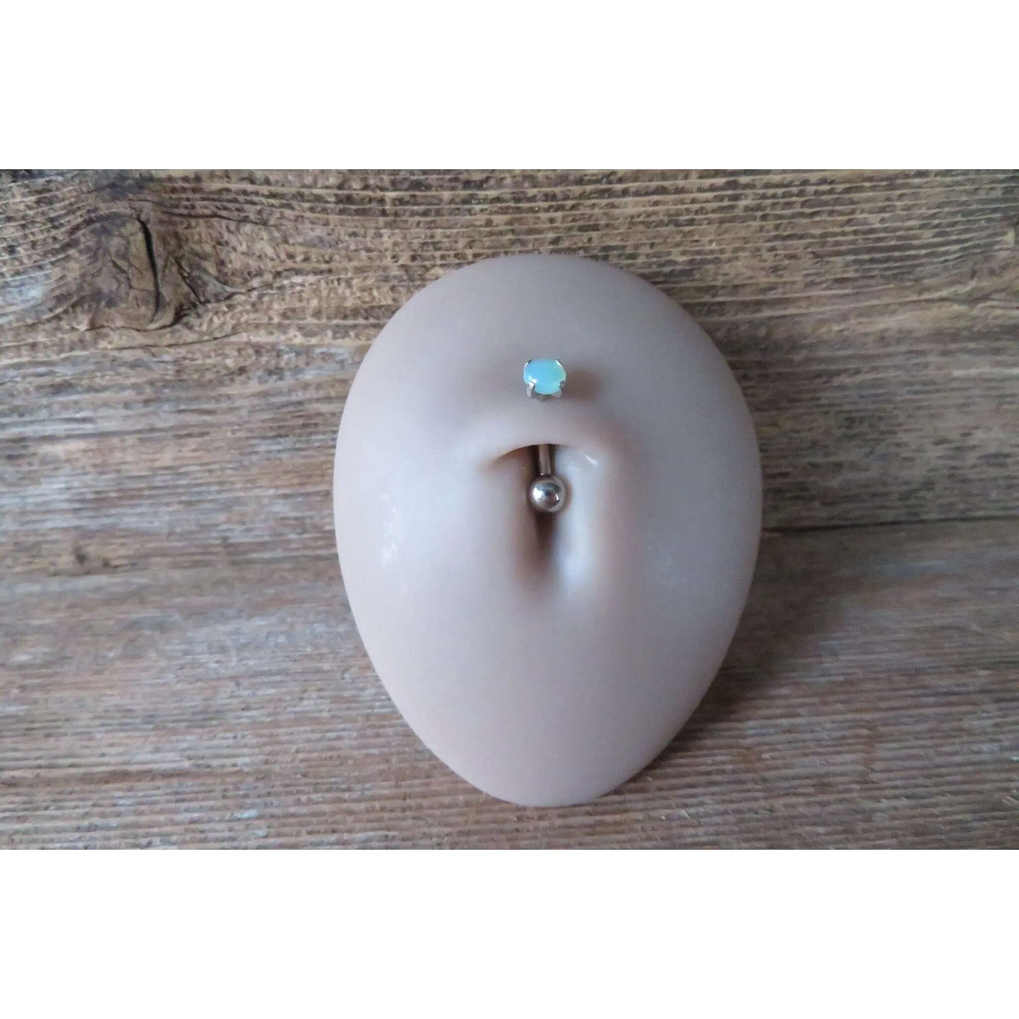 Green Aventurine Stone Floating 100% Surgical Steel Belly Ring 14g VCH Internally Threaded Piercing Custom Lengths