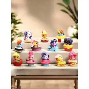 6/12 pieces of pastry series figurine decorative dolls, decorative tabletop items, birthday baking scene decoration models. Suitable for home and office decoration. Applicable for Valentine's Day, birthday decoration and gift presents. Cute anime style.