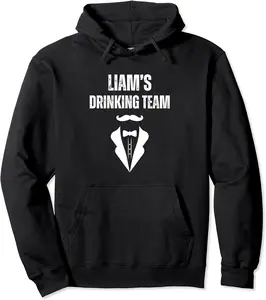 Liam's Drinking Team - Funny Groom's Bachelor Party Crew Pullover Hoodie - 83B0CVNGRB2J