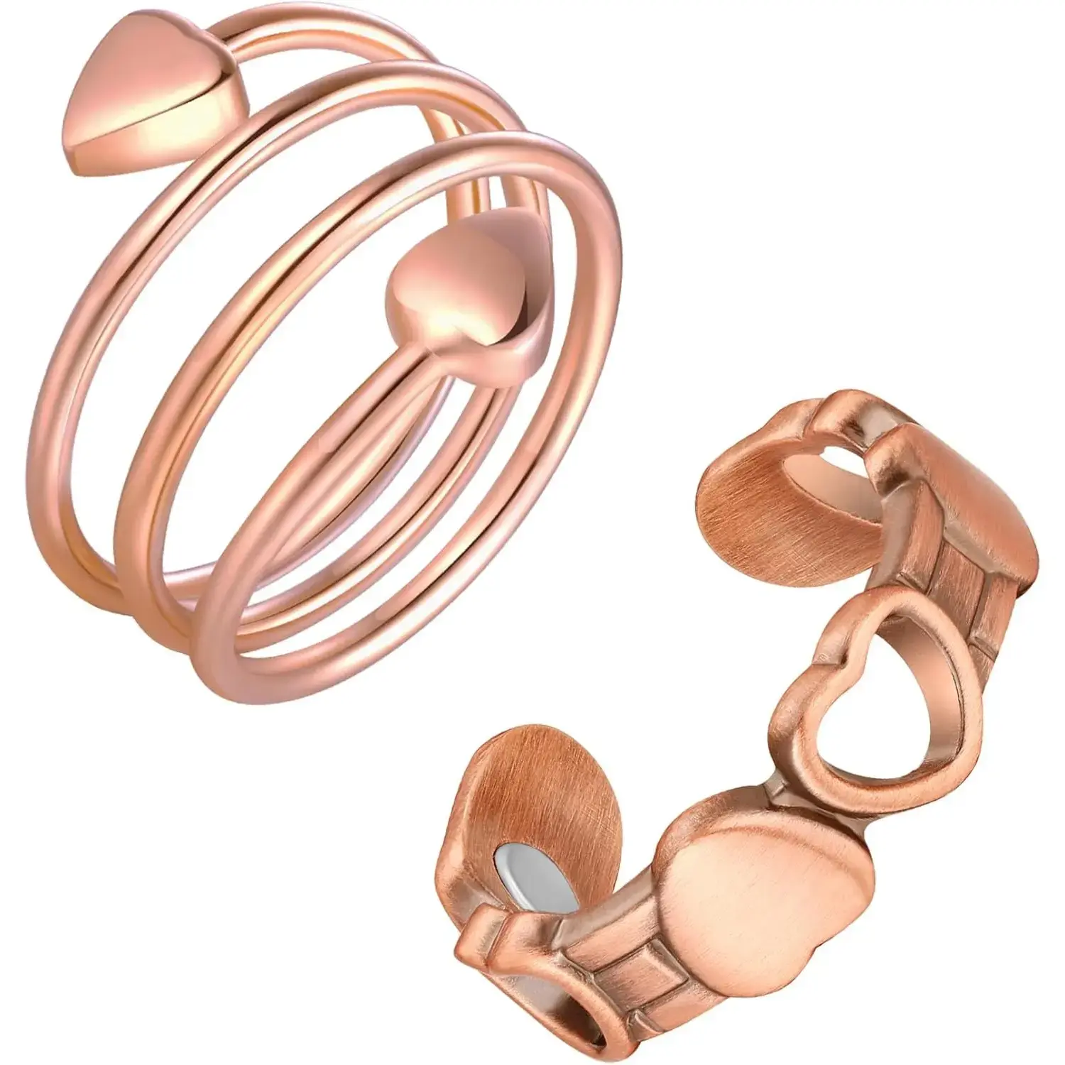 [Mother's Day Gift Set] Women's 2-Pack 99.99% Pure Copper Magnetic Rings, Jewelry for Women, Adult Fashion Costume Jewelry Accessory