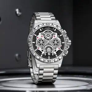 Lushika Men's Luxury Quartz Watch, High-End Movement, Date Function, Stainless Steel Strap, Waterproof Luminous Large Dial, Versatile Casual & Business Style, Ideal for Daily & Official Wear, Top Gift for Men