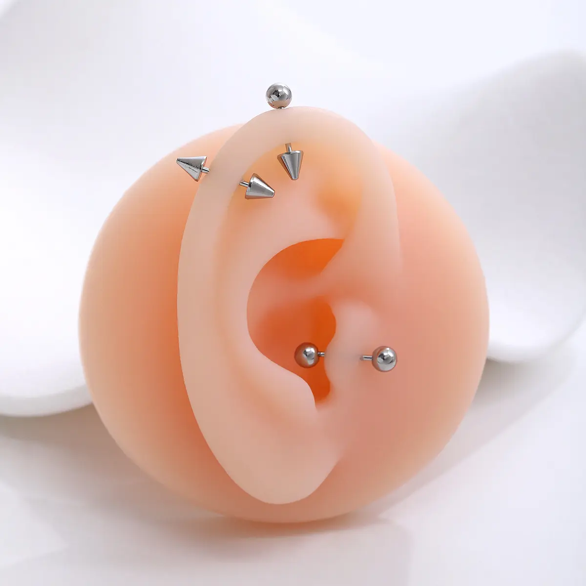 Minimalist Screw-On Stud Earrings for Women & Teens, Sleek Stainless Steel Cone Spike Barbell, Hypoallergenic Ins-Style Cartilage & Helix Piercing, Female, 0.6In Bar Length, Double Helix Piercing Jewelry, Dumbbell Shape, Fresh/Healed Comfy, Slipresistant,