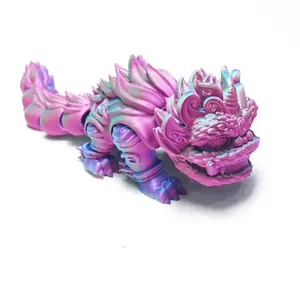 3D printed lion dance model toys, flexible joint animal doll statues, home and office desk decorations, holiday surprise gifts Ornaments Multicolor