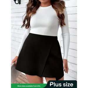 Plus-size women’s slim-fit high-waist asymmetrical short skirt, multifunctional casual fashion, comfortable fit, very suitable for everyday wear GARMENTARY