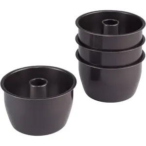 4.25" Mini Angel Food Cake Pans, Set of 4 - Nonstick Round Bakeware for Easy Release, Perfect for Individual Cakes, Cupcakes, and Desserts