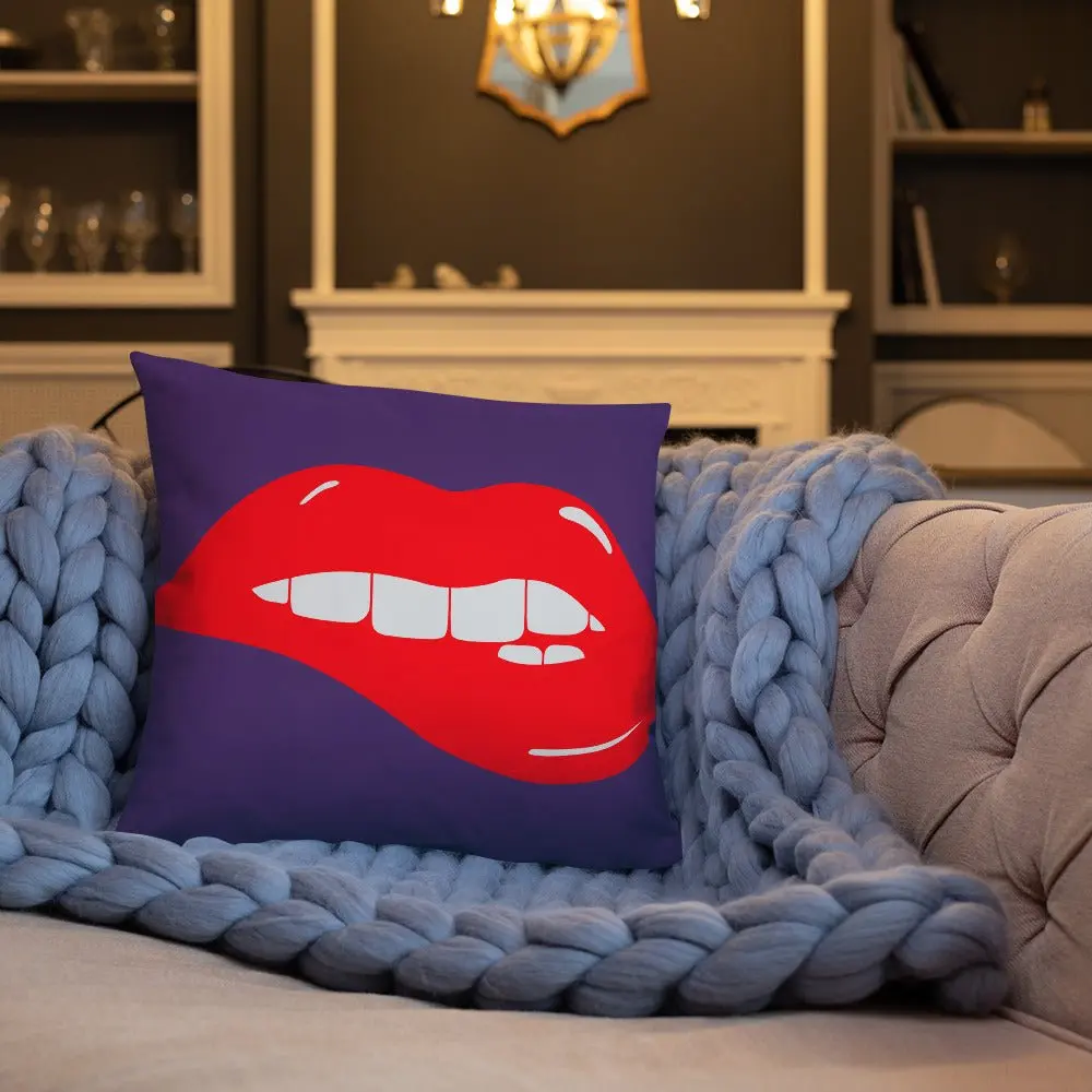 Lips Throw Pillow-Purple