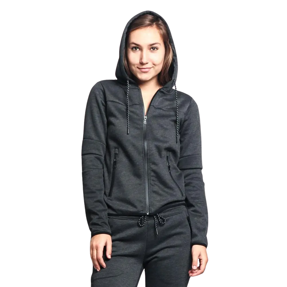 Women's Athletic Zip Up Hooded Sweater (Top Only)