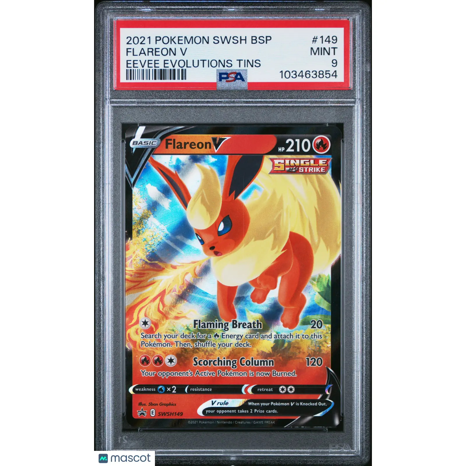 2021 Pokemon Swsh Black Star Promo Flareon V Holo Full Art PSA 9 #149