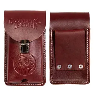 5331  Cellphone Occidental Leather 5331 XL Leather Phone Holster Red with Secure Lock and Distinctive Logo Design