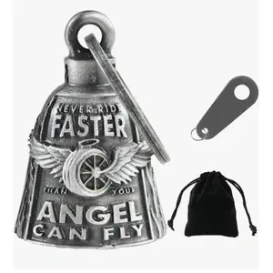 Motorcycle Bells for Bikers Guardian Angel for Motorcycle Rider,Motorcycle Bells for Biker Guardian Riding Bells with Hanger Motorcycle Accessory or Keychain for Good Luck,Motorcycle Design Pendant