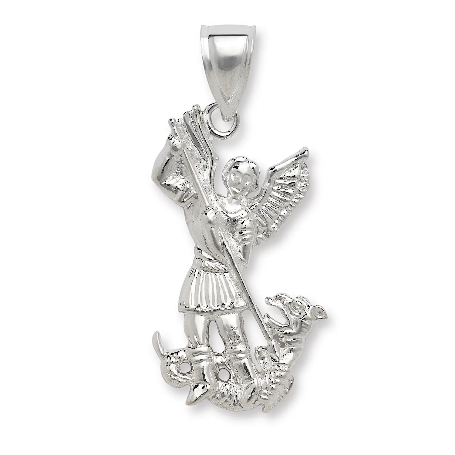 BETTER JEWELRY St. Michael Guardian Medallion, Vintage .925 Sterling Silver Pendant, Handmade Religious Jewelry for Adults, Unisex, 20Mm, 5.45G