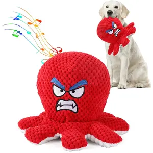 Interactive  Toys Octopus, Jumping Squeaky  Toys with Recording and  Modes, Rechargeable Moving   Toys for Small/Medium/Large Dogs to Keep Them Busy(Angry Octopus)