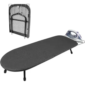Small Ironing Board with Iron Rest Tabletop Ironing Board Metal Mesh Panel Cotton Cover Foldable Mini Iron Board for Small Space