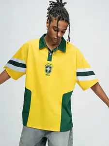 Men's Summer Street Style Brazil Jersey Number Pattern Loose Sport T-Shirt, Fashion Casual Top, Comfortable Daily Wear, Trendy Design
