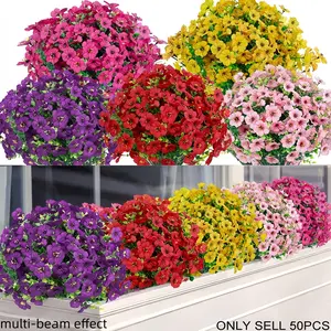 50 Bundles Mixed Color Artificial Flowers - Outdoor Weatherproof Fake Daisies, Vibrant Multicolor Faux Plants, High-Quality Plastic Hanging Decor for Balcony, Patio Planters, Wedding & Event Arrangements, Spring & Summer Decoration, Long-Lasting