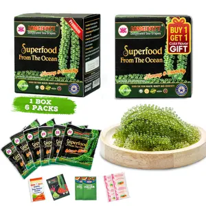 [Buy 1 Get 1 Gift Free] Longevity Dehydrated Sea Grapes 6 Packs of 4.23 oz Green Caviar Umibudo Latok Seaweed Organic Premium Quality Crunchy Flavor Superfood From The Ocean