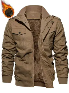 Men's Regular-Fit Solid Zip Thermal-Lined Jacket & Coats with Pockets, Casual Long-Sleeve Stand-Collar Outerwear for Fall & Winter, Fashion Menswear Clothing for Daily Wear