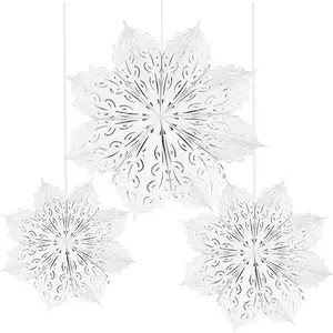 Paper Star Lantern Hollow out Star Paper Lanterns Lampshade Hanging Decorations for Christmas Wedding New Year Party Holiday Birthday Home Decor,White, 3Pcs 3sizes