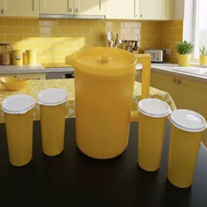 yellow pitcher and glasses set