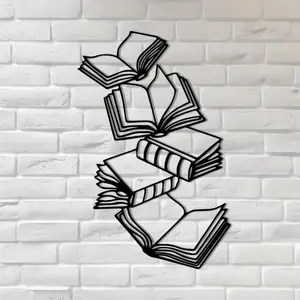 Book Design Wall Art, Creative Artistic Metal Wall Decor, Wall Art Decor for Home Living Room Bedroom Study Room, Garden Decoration