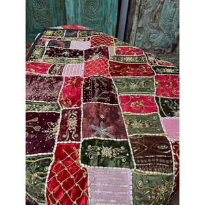 Indian Sari Tapestry Multi Red beaded Wall Decor, Wall Hanging Tapestry