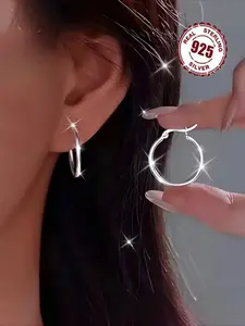 925 silver hypoallergenic earrings, Fashionable Hoop Earrings with a luxurious and versatile style, perfect for couples, girlfriends, daily weddings, banquets, and vacations