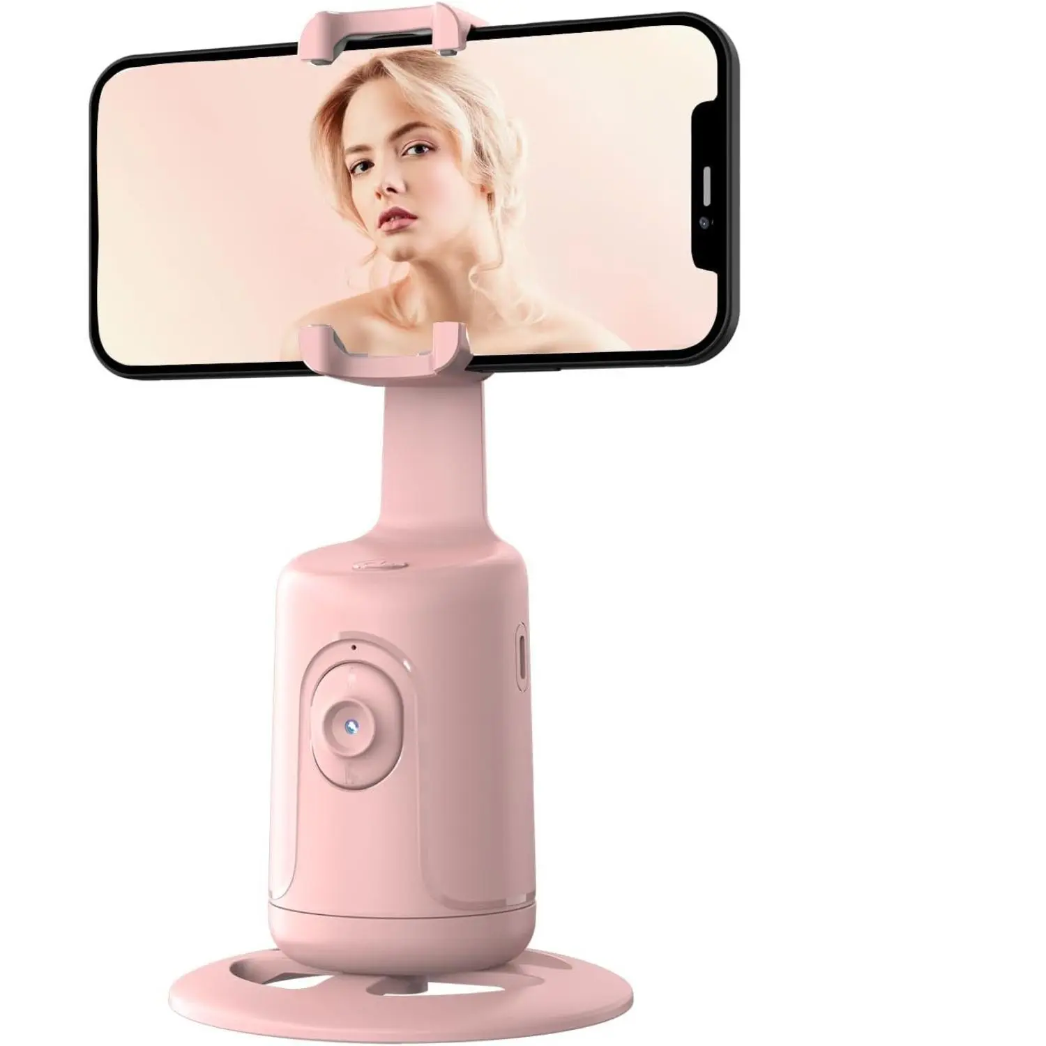 360-Degree Rotating Automatic Face Tracking Cell Phone Tripod Holder, 2-Height Adjustable (Standing/Sitting), Rechargeable Smart Camera Holder with Selfie Clip Remote for Vlog Live Streaming (Beauty Makeup Content Creation)