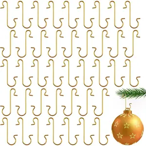 Pack Ornament Hooks, Christmas Ornament Hooks Ornaments Hangers Hooks for Christmas Ornaments Metal Wire Ornaments Hooks Anchors for Xmas Tree Decorations Hanging, Gold