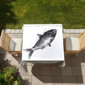 360 stand Square Fish Print Wrinkle-Free Easy Care 58x58 in. Picnic Table Cover - Home Outdoor, Outdoor Patio Furniture Table Decor for Indoor Use, Home Outdoor Furniture