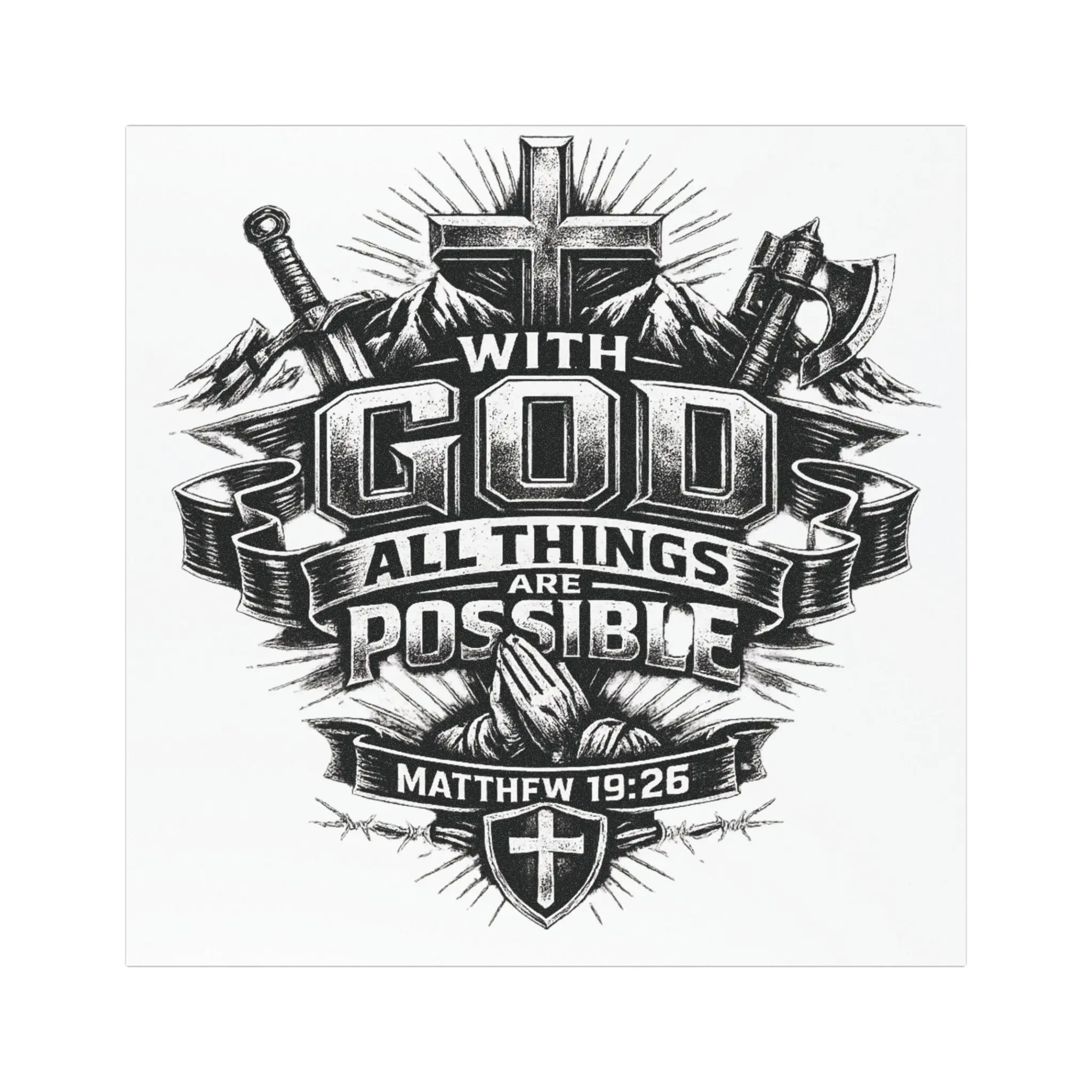 Car Magnet — "With God All Things Are Possible" (Matthew 19:26) Christian Faith Emblem