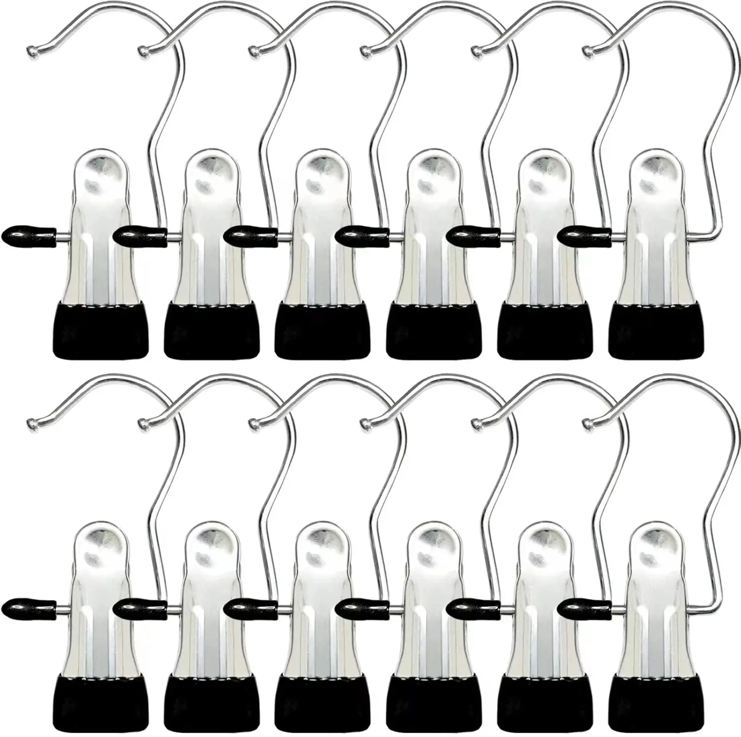 12 Pack Boot Hangers for Closet, Towel Clips Boot Organizer for Home and Travel, Clothespins Clip Hangers for Pants Hats Socks Gloves
