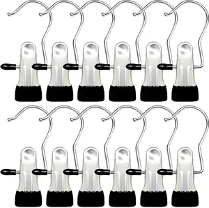 12 Pack Boot Hangers for Closet, Towel Clips Boot Organizer for Home and Travel, Clothespins Clip Hangers for Pants Hats Socks Gloves