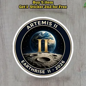 Artemis II Earthrise 2026 Mission Patch Sticker | Space Badge Vinyl Decal
