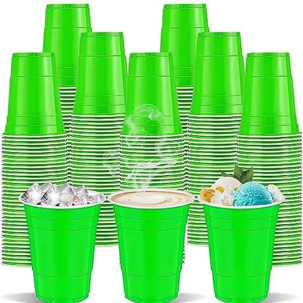 120 Pcs Green Plastic Cups st. patrick's day plastic Disposable cups 12 oz green Party Cups for drinking Tastings served Snacks Barbecues Picnics