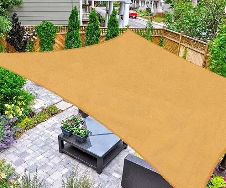 Sun Shade Sail Rectangle 8' x 12' UV Block Canopy for Patio Backyard Lawn Garden Outdoor Activities, Sand