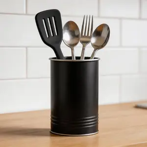 6.7-inch countertop kitchen utensil holder with a non-slip cork bottom. Modern styled sto frage caddy for cooking tools, offering tidy countertop organization.