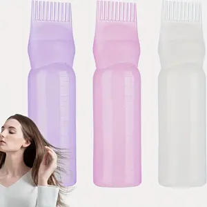 1 6 oz / 120 ml hair color bottle with comb teeth - transparent plastic, ideal for oil and liquid storage, perfect for styling and hair coloring, essential styling tool, Hair Dye Comb, Hair Color Tools | durable plastic