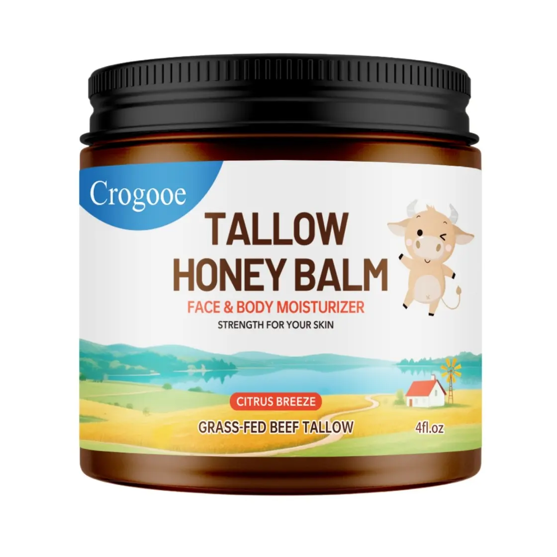 Organic Grass-Fed Beef Tallow Balm with Raw Honey, Shea & Jojoba – Gentle Hydrating All-Natural Body Butter for Soft, Glowing Skin
