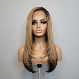 KRYSTAL- HD Invisible Lace Unit in Straight Texture | Partial Honey Blonde Highlight Color