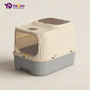 Hooded Cat Litter Box, Odor-Free, No-Spill Pet Litter Tray for Cats