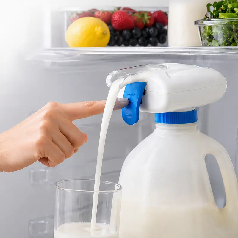 Electric Hands-Free Auto Drink Pump Dispenser for Gal Bottles - Milk Dispenser, No-Spill 1-Touch Beverage Pump for Fridge, Kitchen Organizer Gadget for Family [Mid Year Sale]