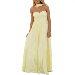 WomenY2kFloralTubeMaxiDresswithScarfSexyStraplessLongSatinDressBacklessBeachFormalCocktailSundress