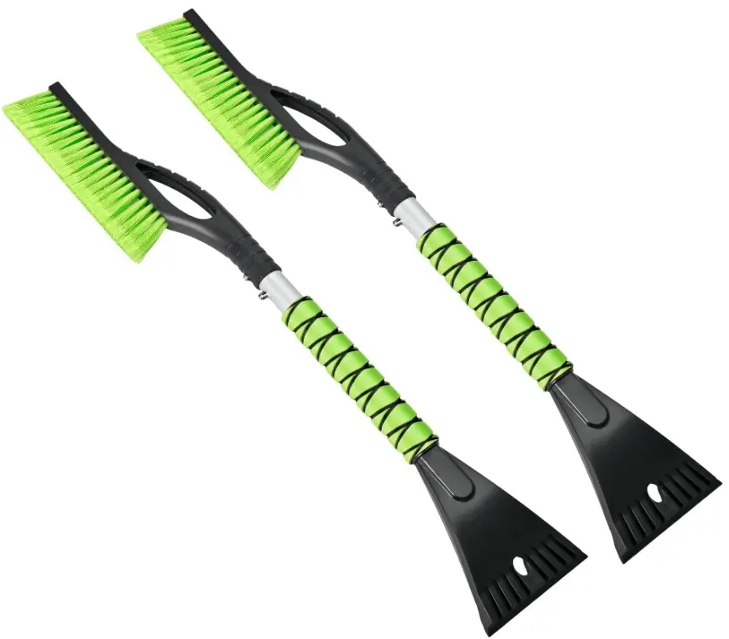 SE 27-Inch Detachable Multifunctional Ice Scraper & Snow Brush, Cushion Grip Handle, Carrying Bag for Automotive Windshield Winter Removal