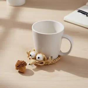 Crochet Funny Squirrel & Acorn Coaster Crochet, Amigurumi Mug Rug